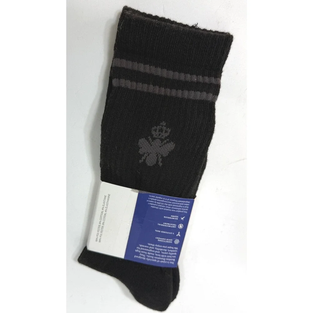 Bombas Socks Unisex Large Black Crew Mid Calf Honeycomb Arch Support 1 Pair